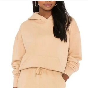 WeWoreWhat Hooded Sweatshirt Beige Hoodie Pocket Revolve Minimalist Small